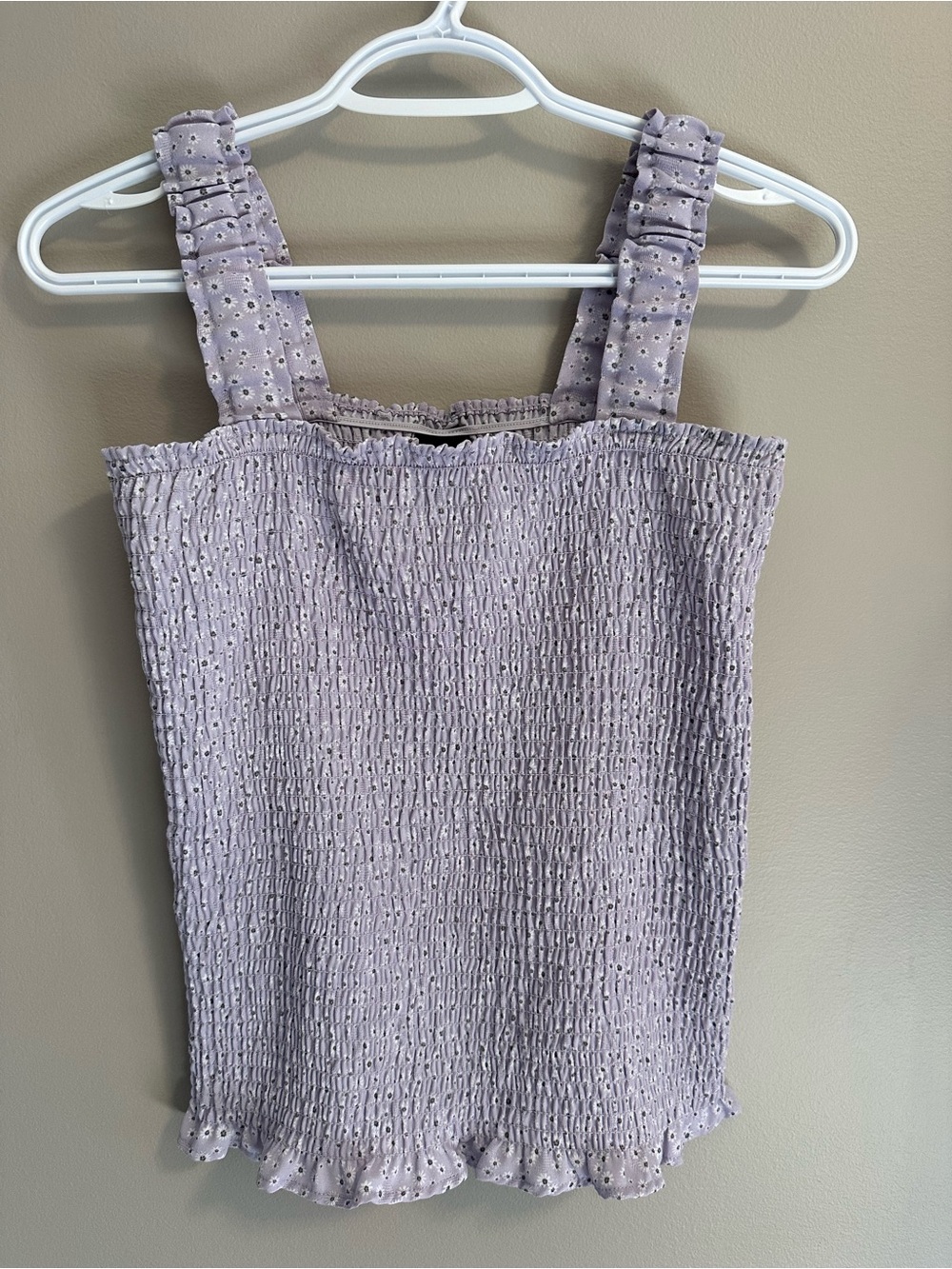 Far West Lavender Ruffled Square Neck Cami Size Small
